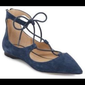 Saks fifth pointed toe lace up flat